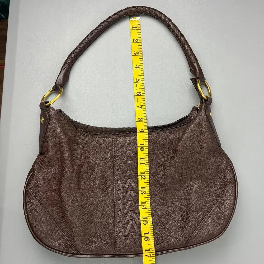 Wilson's Leather Chocolate Brown Handbag Hobo Style with Braided Handle